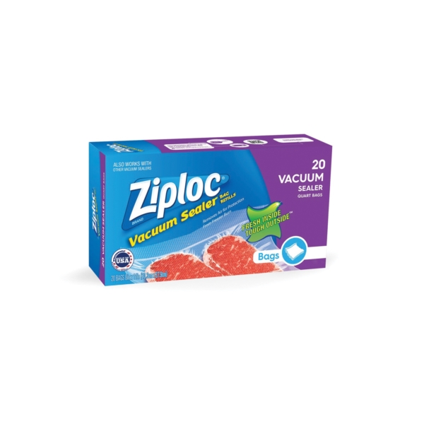 Ziploc 70056 Vacuum Sealer Bag, 1 qt Capacity, Plastic, Clear - 2