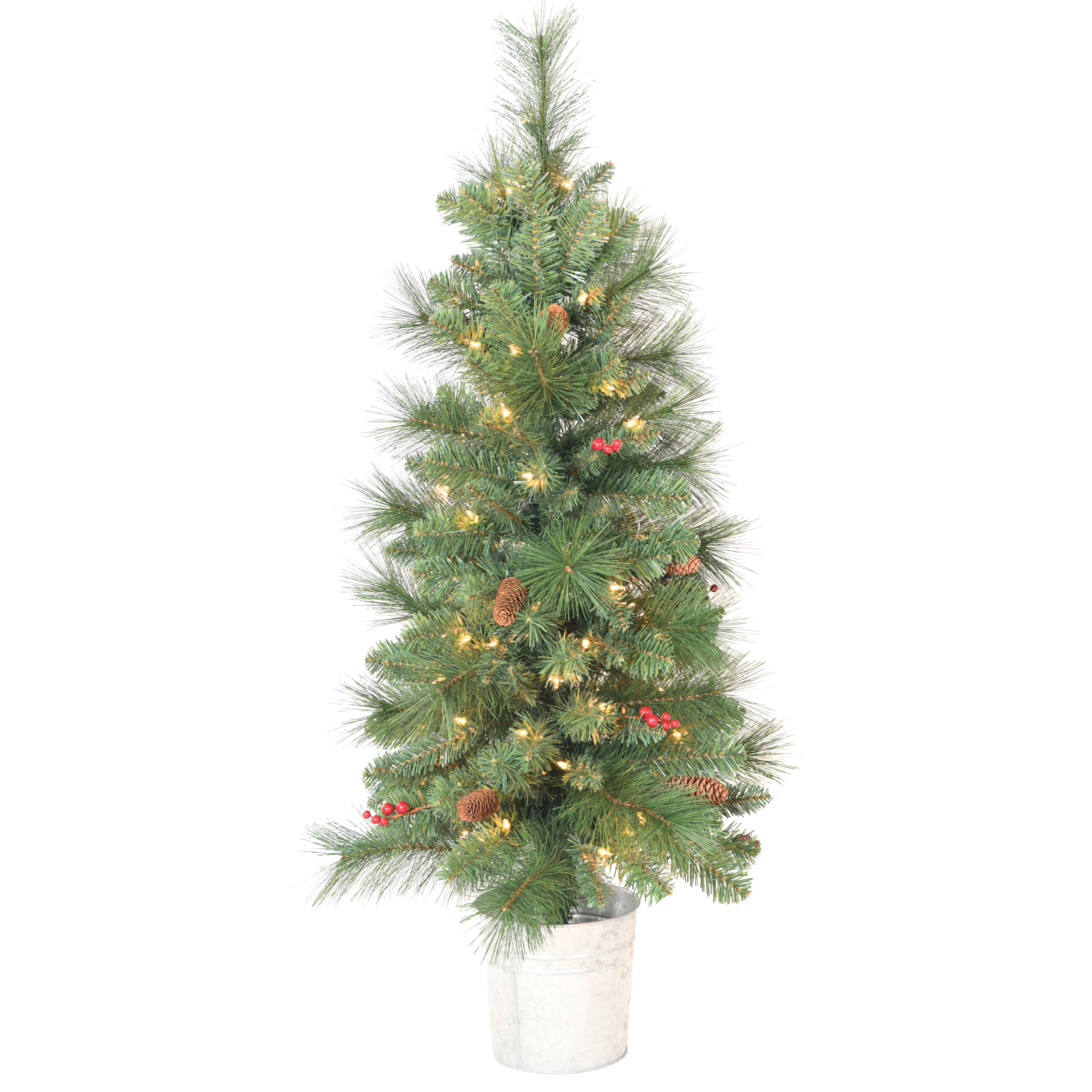 27540 Pre-Lit Tree, 4 ft H, Scotch Pine Family, LE 2 Fusible, Mini Bulb, Clear Light