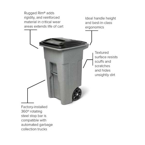 Toter EVR-II 79232 Trash Can, 32 gal Capacity, Polyethylene, Greenstone, Lid Closure - 3