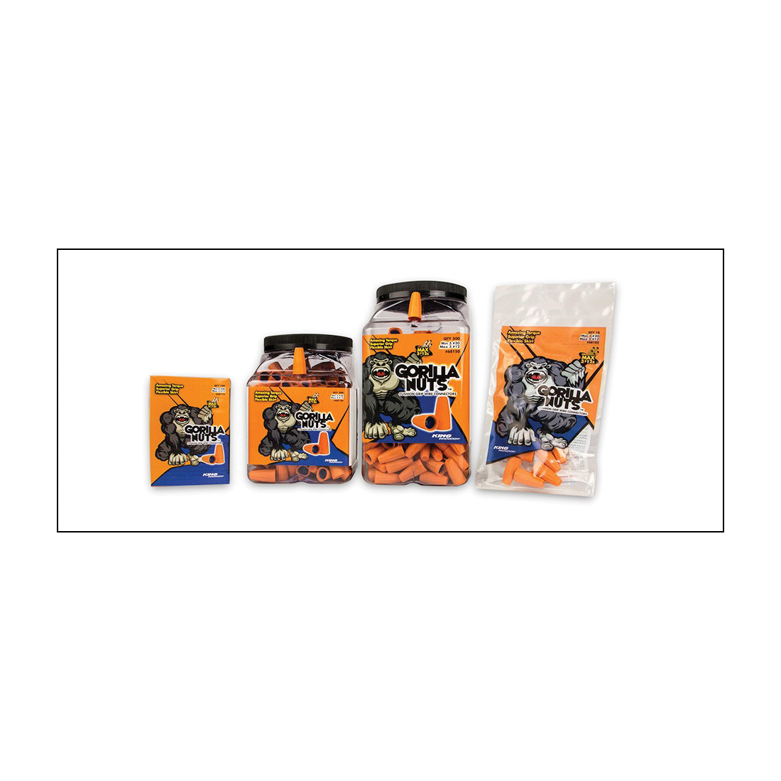 King Innovation Gorilla Nuts 68105 Wire Connector, 20 to 12 AWG Wire, Copper Contact, Blue/Orange - 3