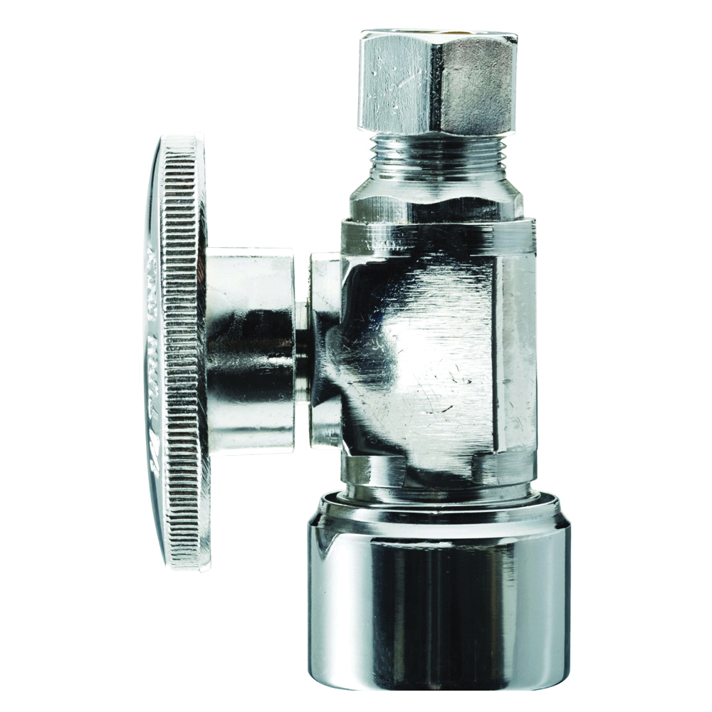 PP2068POLF Stop Valve, 5/8 x 3/8 in Connection, Compression, Brass Body