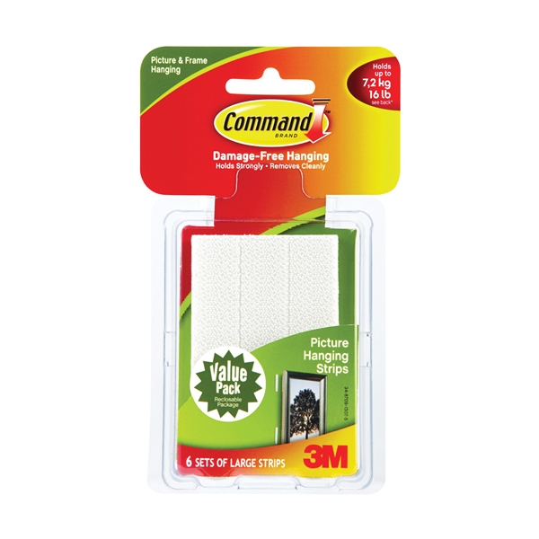 Command 17206-VP Picture Hanging Strip, Foam, White