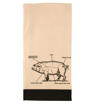 HIC 02974 Pig Kitchen Towel, 30 in L, 20 in W, Cotton, Black/White - 2