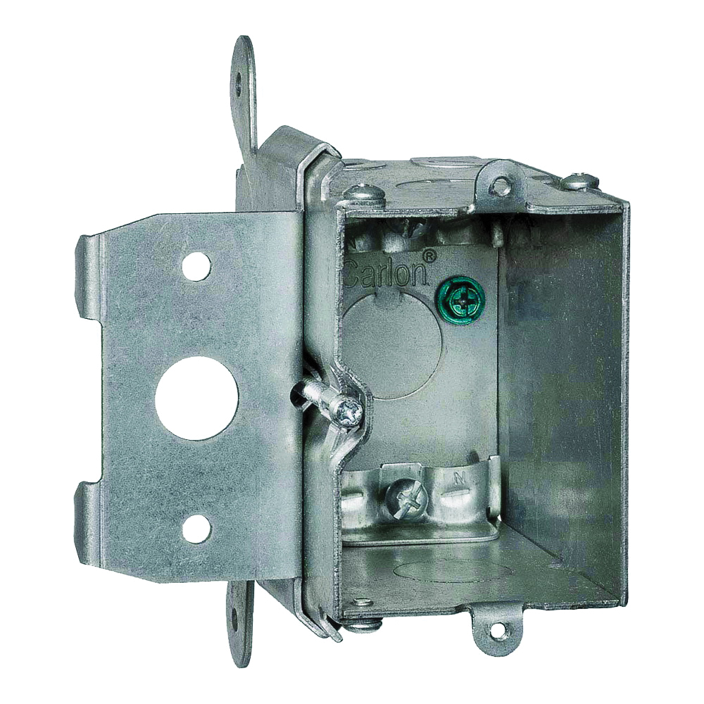 MB120ADJ Outlet Box, 1 -Gang, 5 -Knockout, Galvanized Steel, Silver, Box Mounting