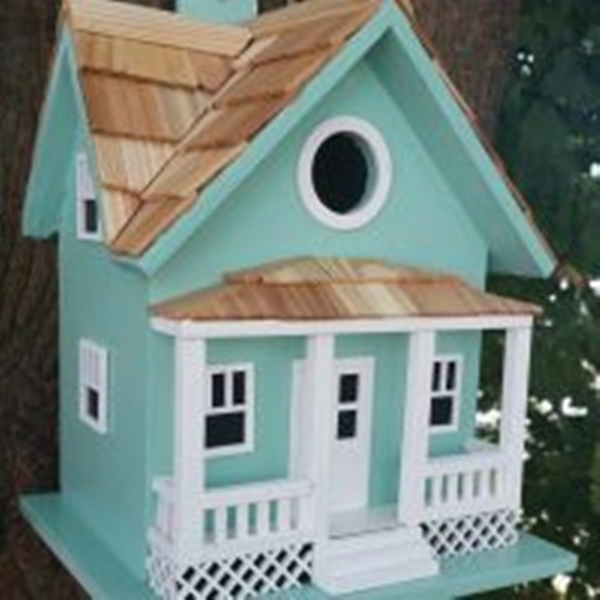 Home Bazaar Fledgling HB-9301B Bird House, 10 in W, 8-1/4 in D, 8-3/4 in H, Classic Cottage, Ply-Board, Blue - 2