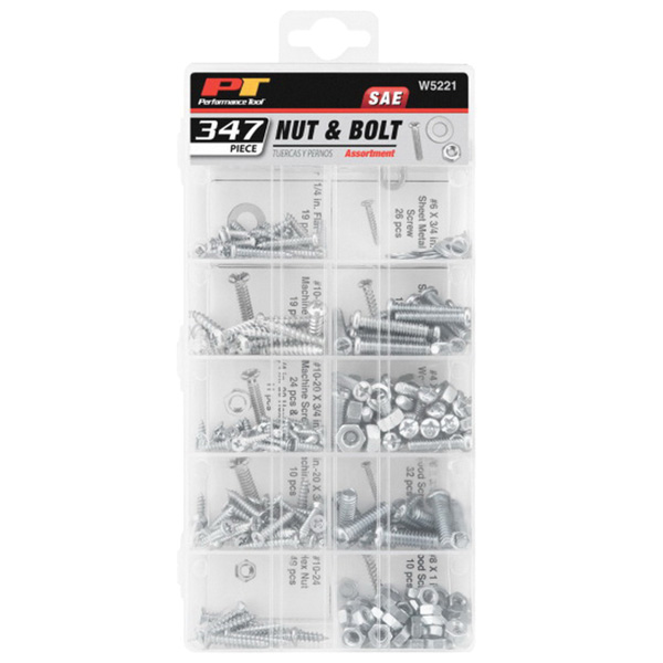 Performance Tool W5221 Nut and Bolt Assortment, 347-Piece