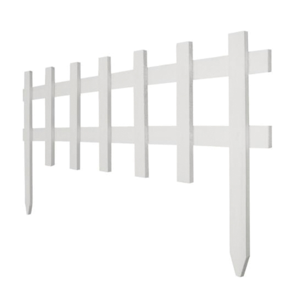 GREENES RC75W Garden Picket Fence, 3 ft W, 18 in H, Wood, White - 1