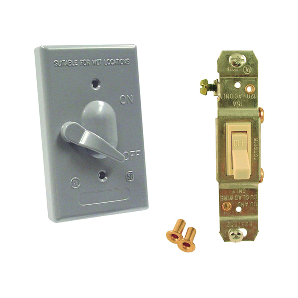 5121-5 Toggle Cover, 4-39/64 in L, 2-53/64 in W, Metal, Gray, Powder-Coated