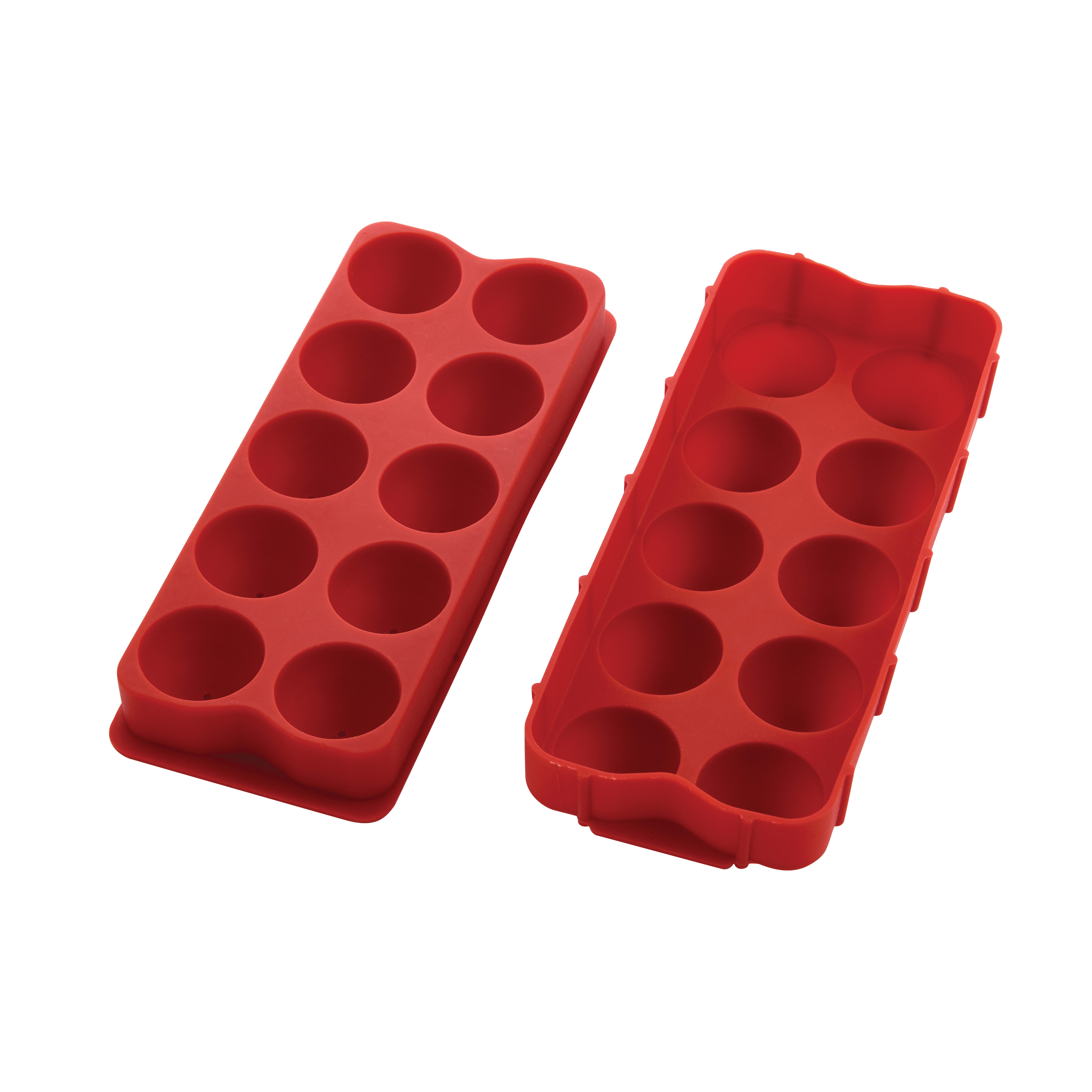 HIC 43737 Cannon Ice Ball Tray, 10 Cubes Capacity, 10-Compartment, Silicone, Red, 9-1/4 in L, 3-3/4 in W - 4