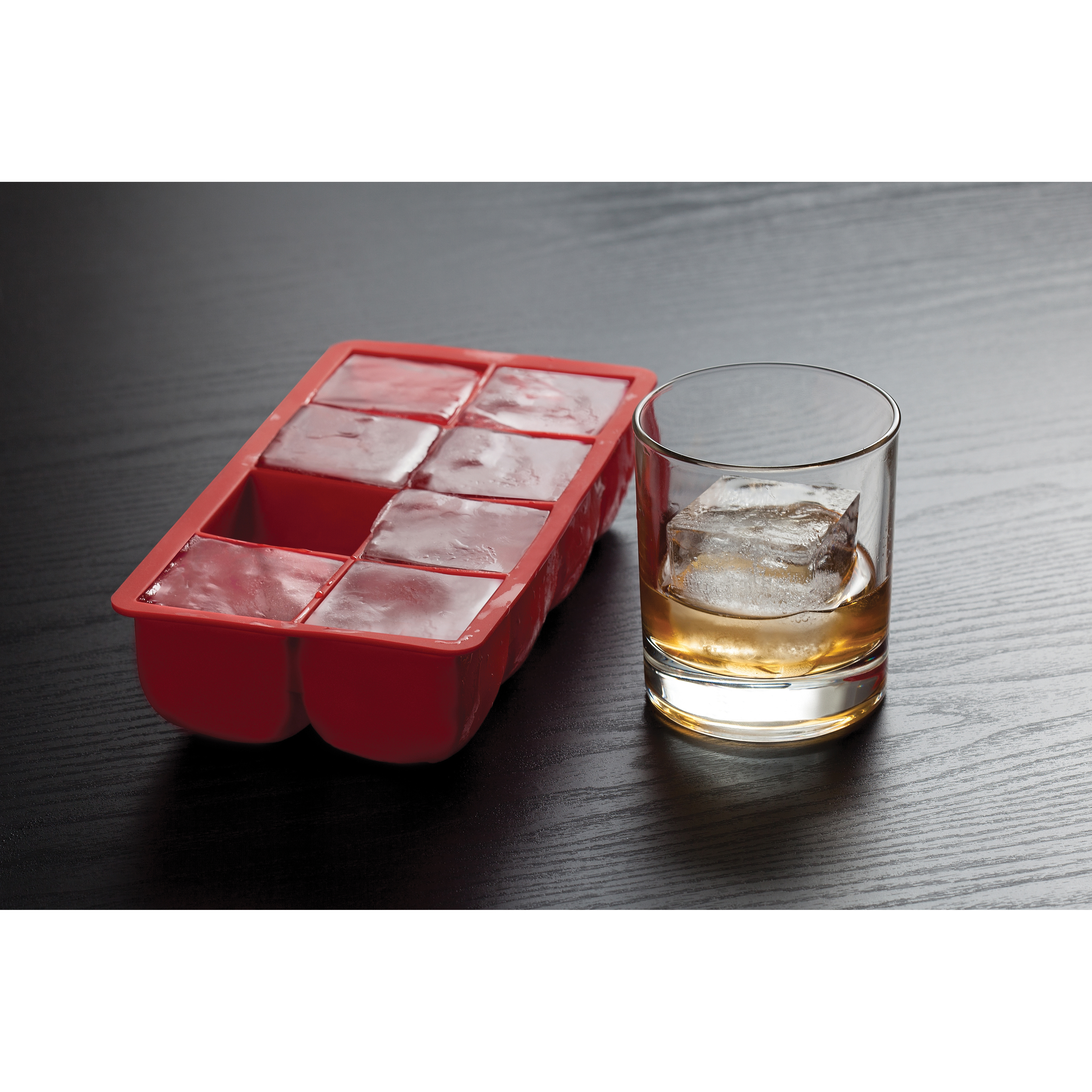 HIC 43748 Big Block Ice Cube Tray, 8 Cubes Capacity, 8-Compartment, Silicone, Red, Dishwasher Safe: Yes - 3