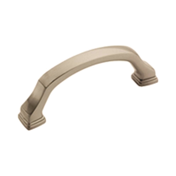 BP55343G10 Cabinet Pull, 3-11/16 in L Handle, 1-3/8 in H Handle, 1-3/8 in Projection, Zinc, Satin Nickel
