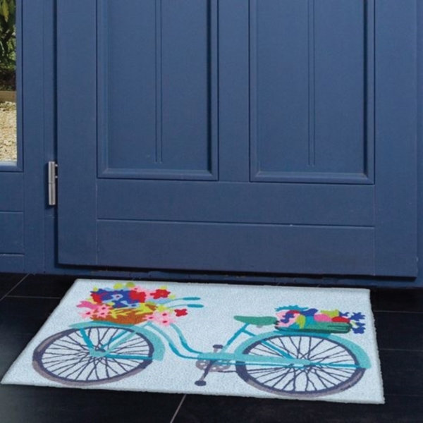 Jellybean JB-EJ002 Accent Rug, 33 in L, 21 in W, Flower Basket On Bicycle Pattern, Polyester Rug - 2