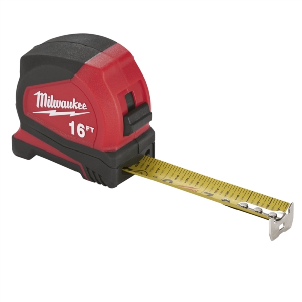 Milwaukee 48-22-6616 Tape Measure, 16 ft L Blade, 1.6 in