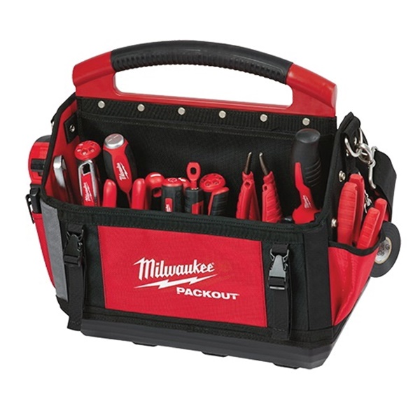 Milwaukee 48-22-8315 Tool Tote, 15 in W, 11 in D, 17 in H, 32-Pocket, Polyester, Red - 2