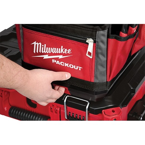 Milwaukee 48-22-8310 Tool Tote, 10 in W, 11 in D, 13 in H, 28-Pocket, Polyester, Red