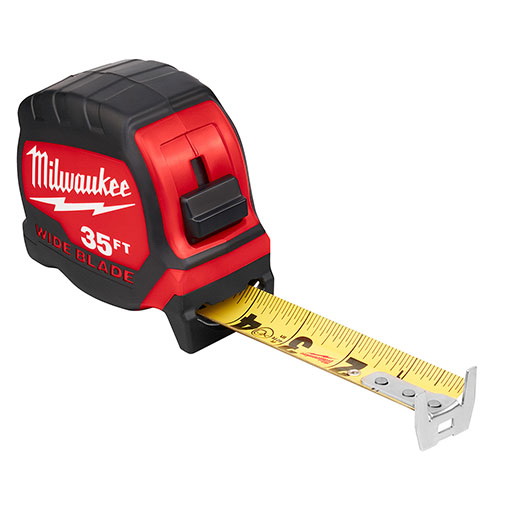 Milwaukee 48-22-0235 Tape Measure, 35 ft L Blade, 1-5/16 in W Blade, Steel Blade, ABS Case, Black/Red Case - 4