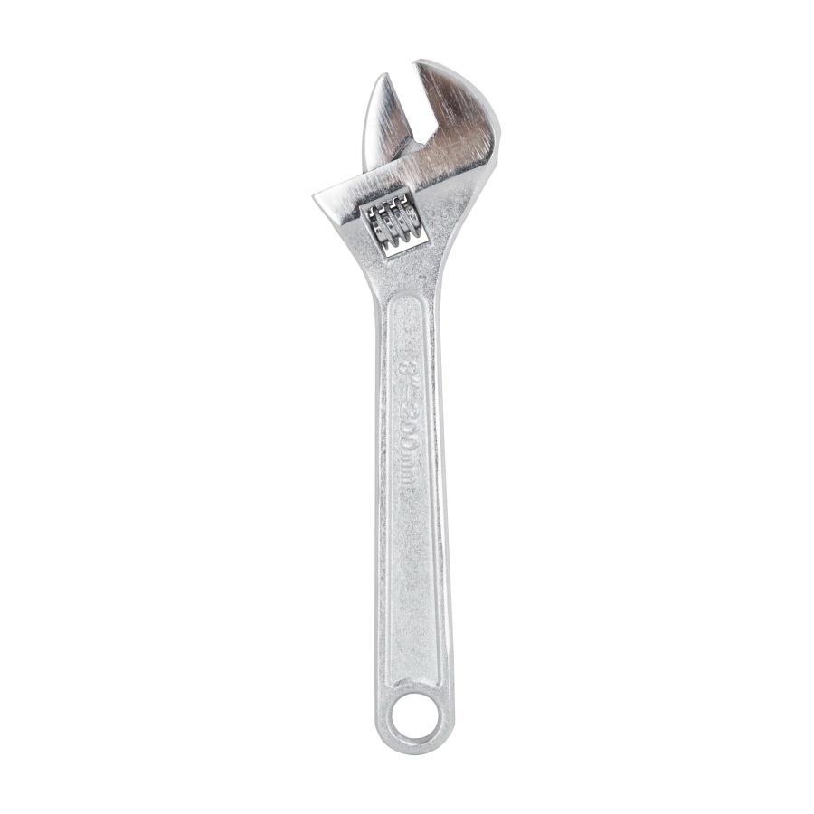 WC917-06 Adjustable Wrench, 8 in OAL, Steel, Chrome