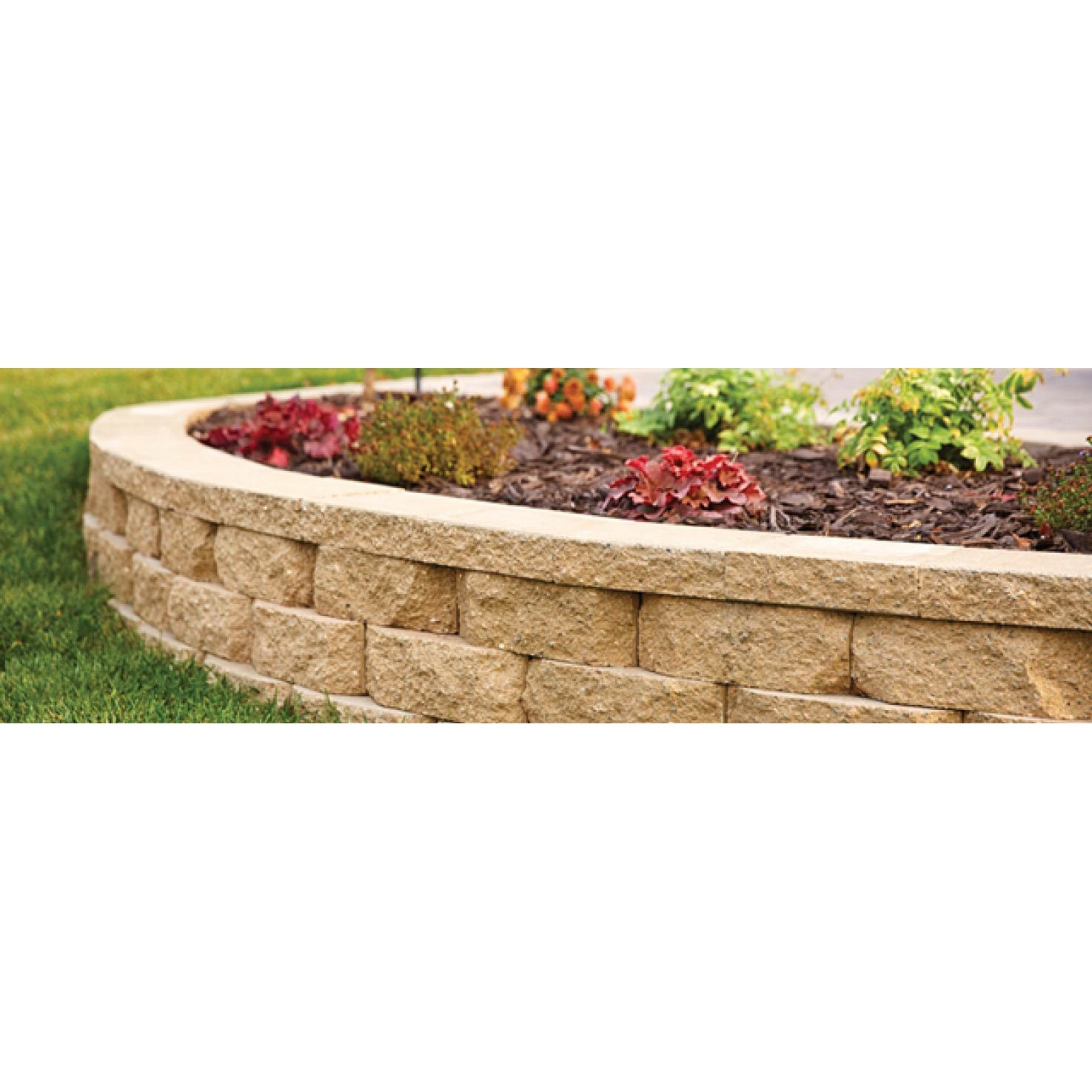 BASALITE 100065808 Retaining Wall System, 11-5/8 in L, 7 in W, 4 in H, Traditional Face, Tan - 2