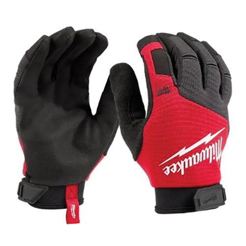 48-73-8522 Work Gloves, Unisex, L, 7-5/8 to 8 in L, Reinforced Thumb, Knuckle Cuff, Black/Red