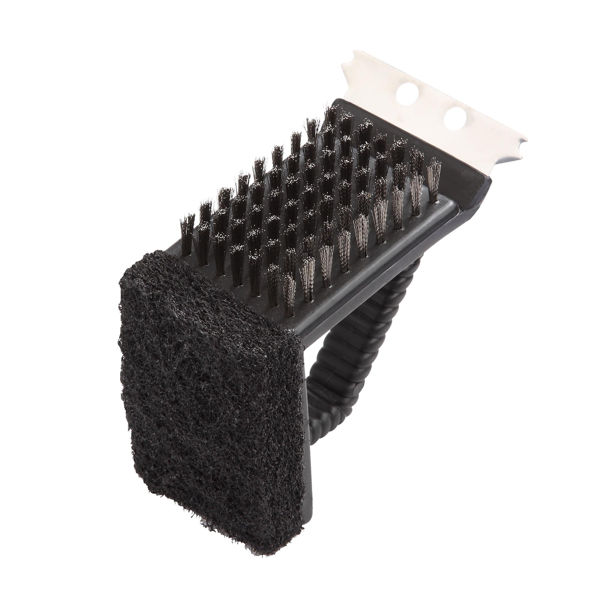 Grill Brush with Stainless Steel Scraper, 2-3/4 in L Brush, 1-3/4 in W Brush, Stainless Steel Bristle