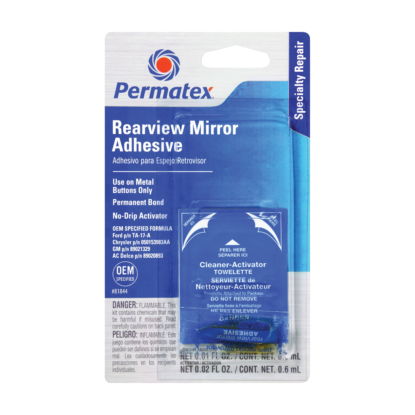81844 Rearview Mirror Adhesive, Liquid, Irritating, Yellow