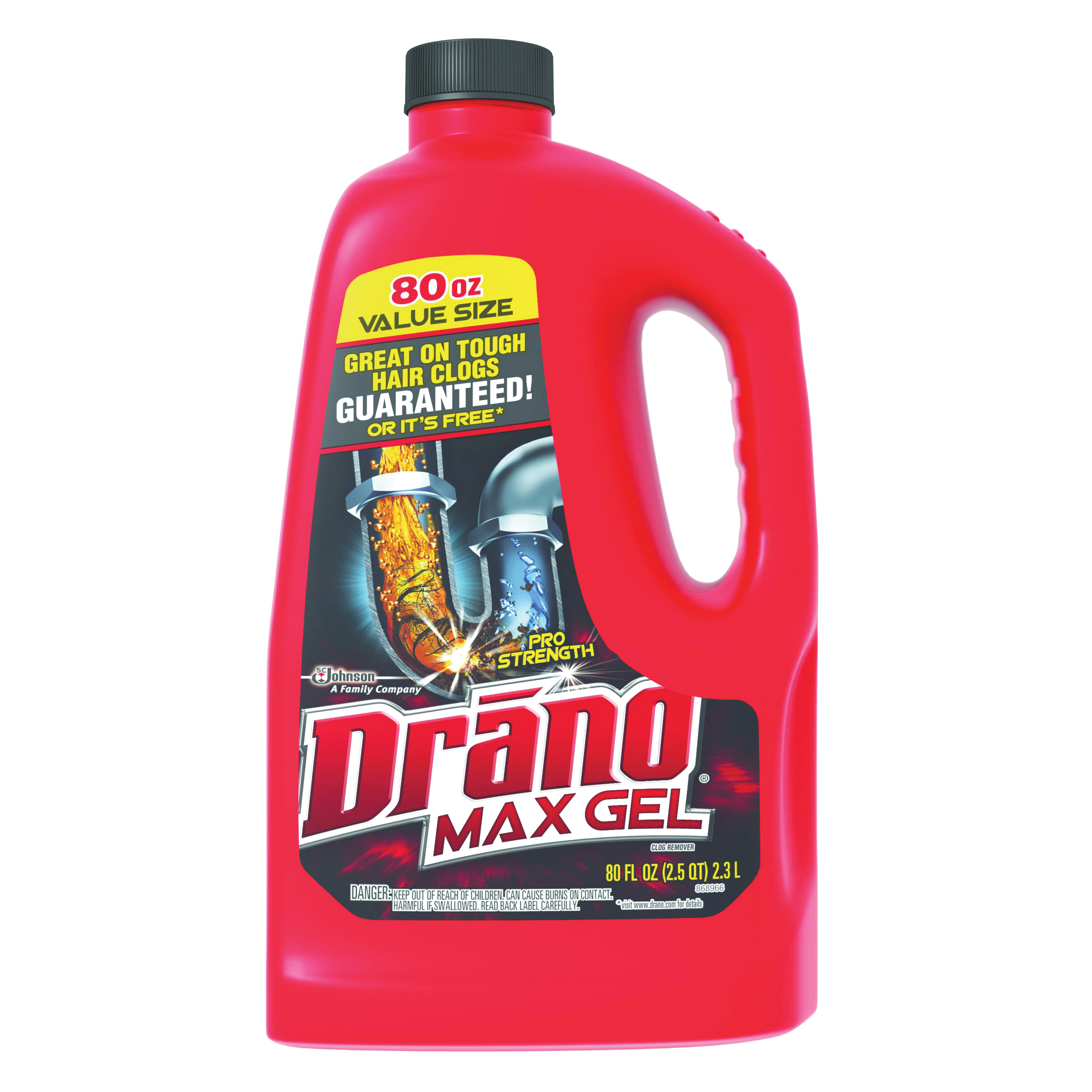 Drano Max Gel 40109 Clog Remover, Gel, Natural, Bleach, 80 oz Bottle - 1