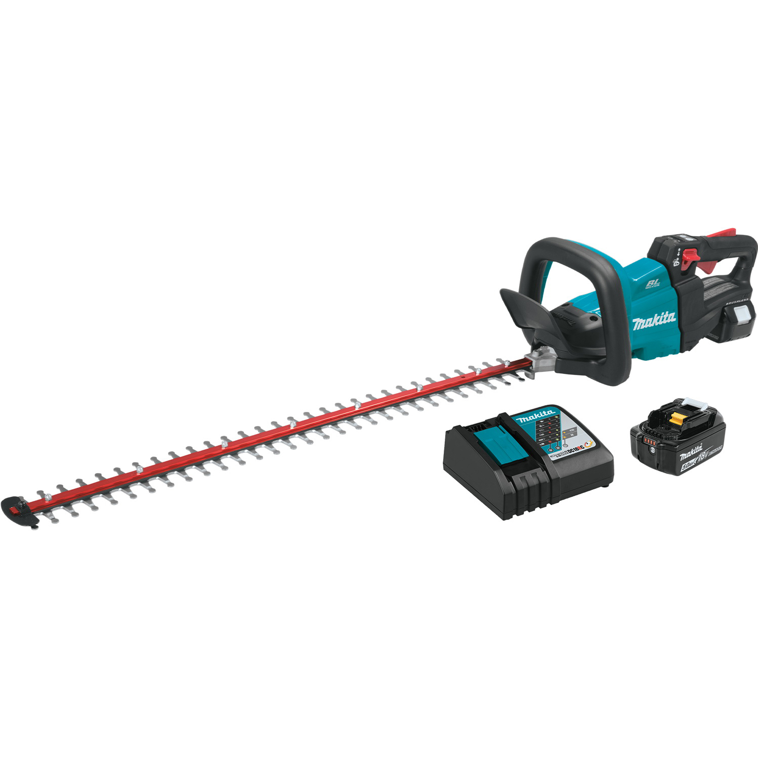 XHU08T Cordless Hedge Trimmer Kit, 5 Ah, 18 V Battery, Lithium-Ion Battery, 0.375 in Cutting Capacity, Teal