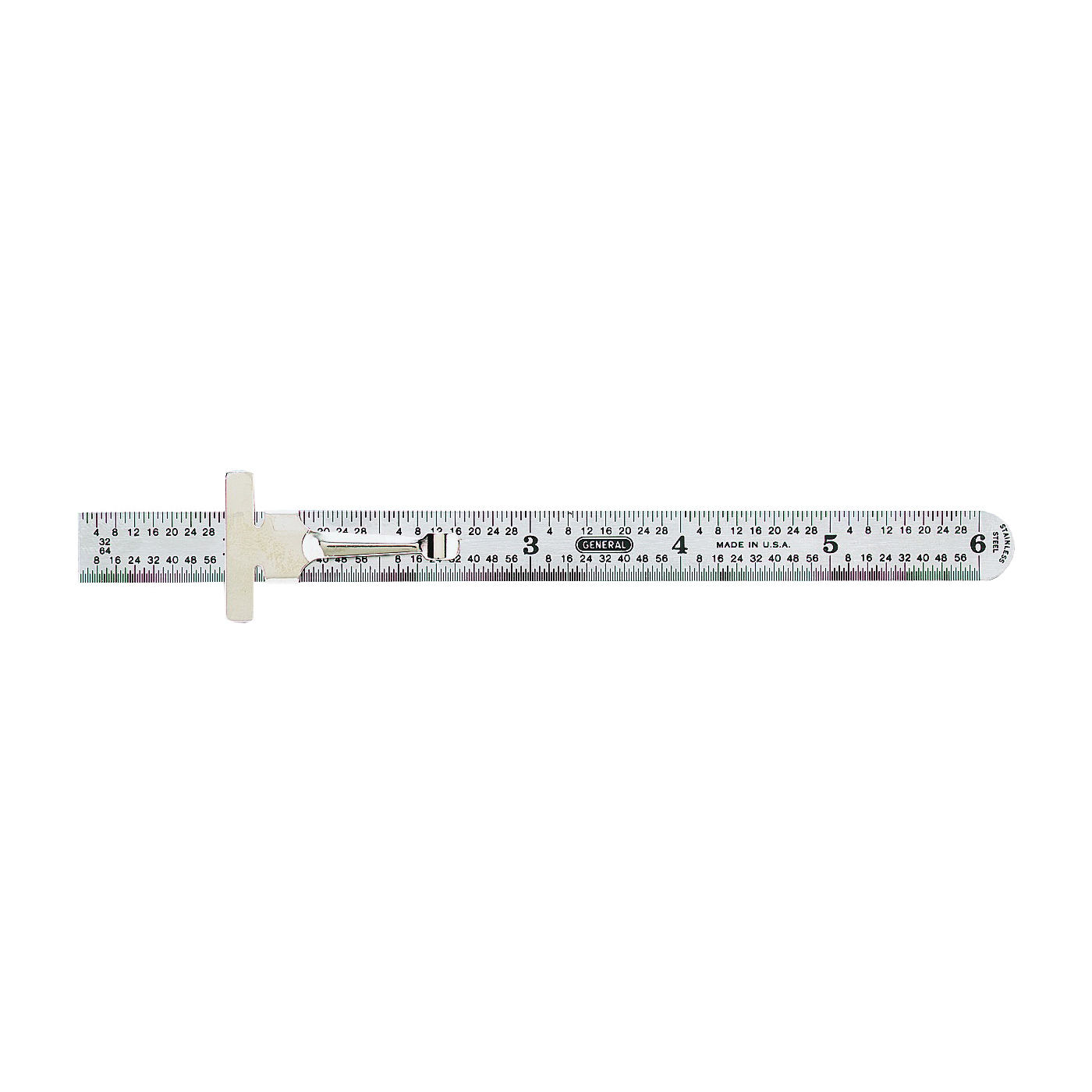 General 300/1 Precision Measuring Ruler, SAE Graduation, Stainless Steel, 3-7/8 in W - 1