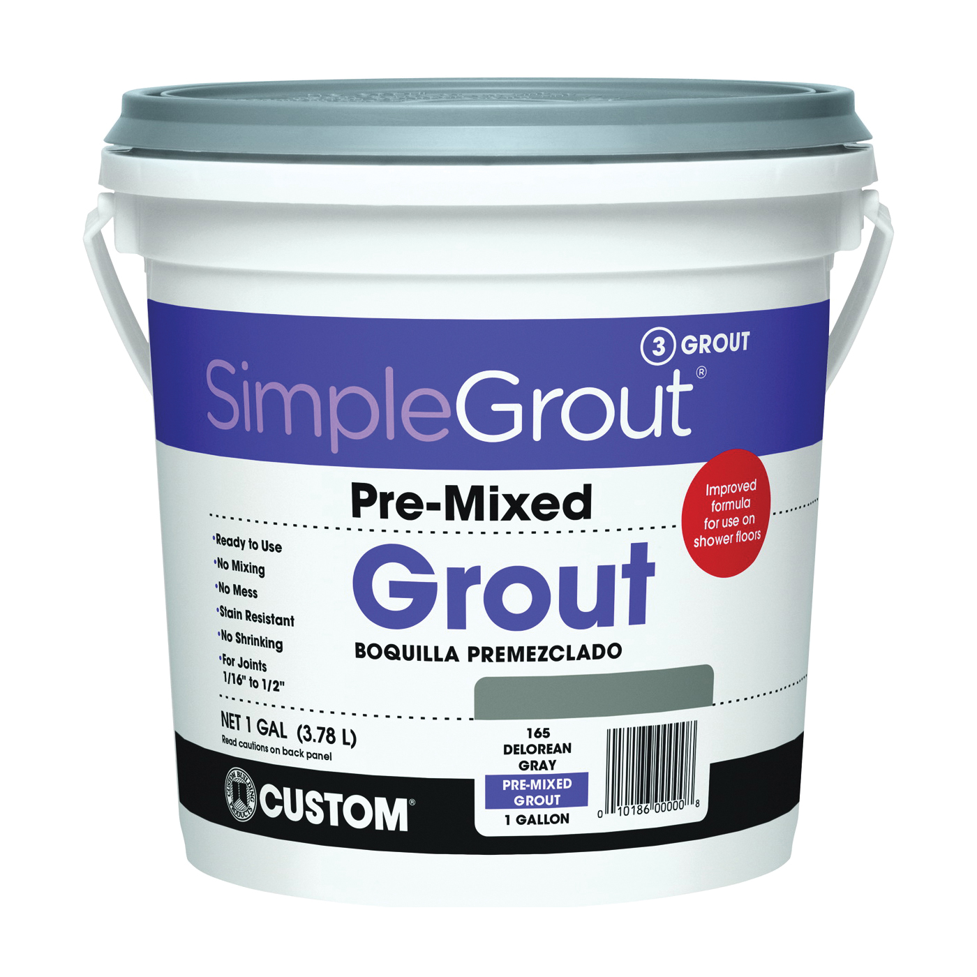 Custom PMG1651-2 Tile Grout, DeLorean Gray, 1 gal Pail