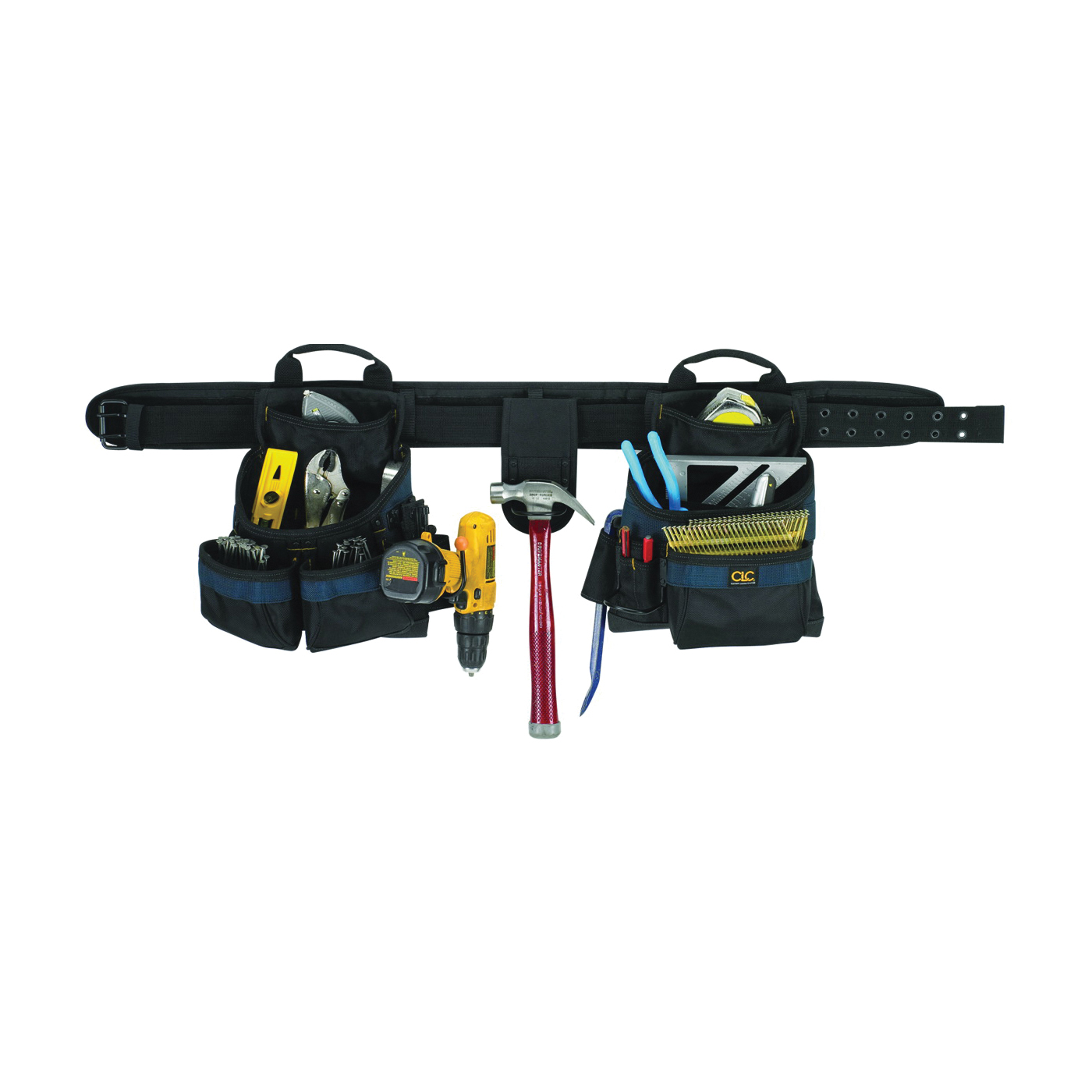 Tool Works Series 2602 Tool Belt, 29 to 46 in Waist, Ballistic Poly Fabric, Black/Blue, 17-Pocket