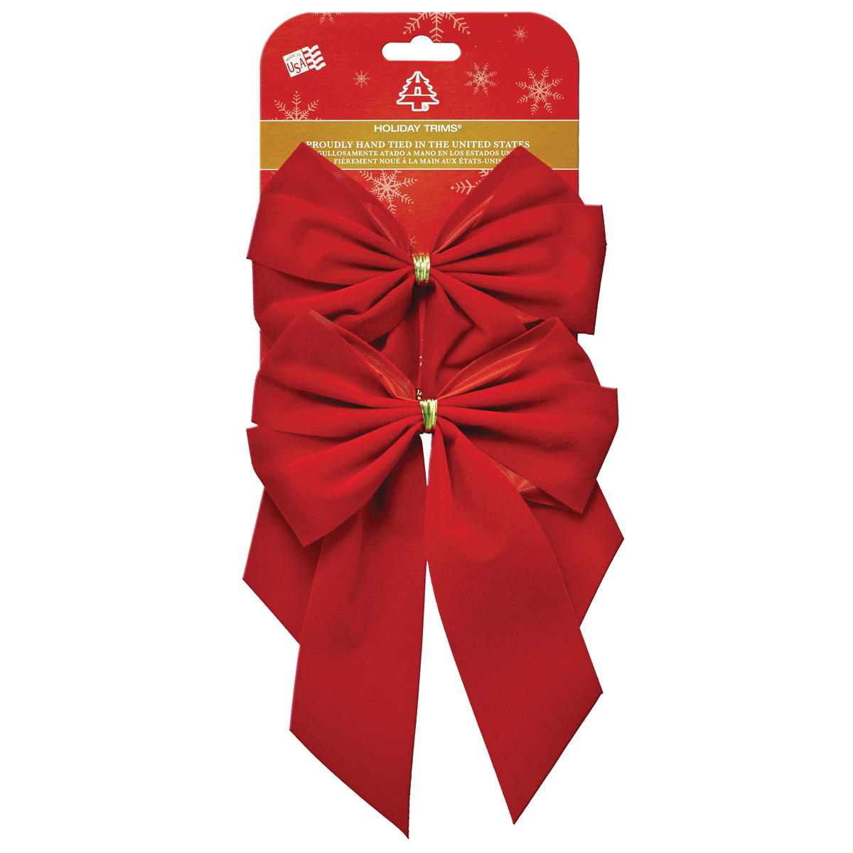 Holidaytrims 7320 Gift Bow, Velvet, Red, 2 PK - 1