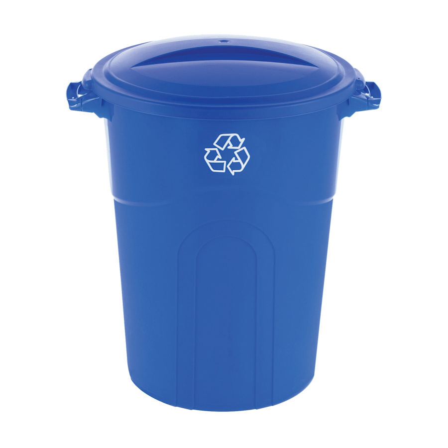 COLORmaxx TI0028 Trash Can, 32 gal Capacity, Plastic, Blue, Lid Closure