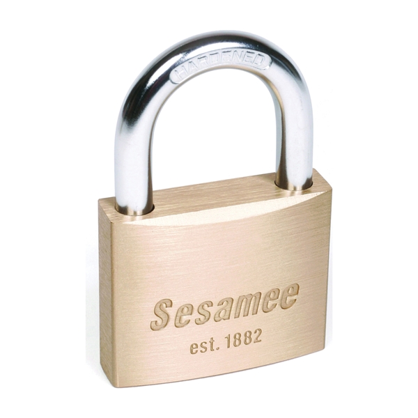 Sesamee 600 Series 60504 Padlock, Keyed Different Key, Molybdenum Steel Shackle, Solid Brass Body, 2 in W Body - 2