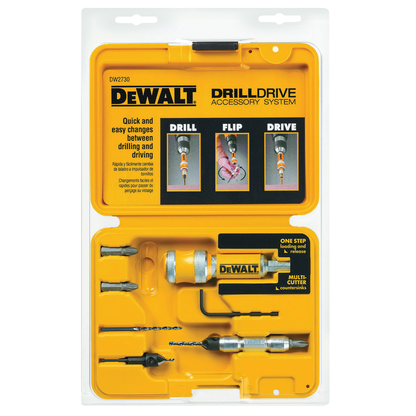 DW2730 Drill Drive Set, 8-Piece, Steel, Black Oxide