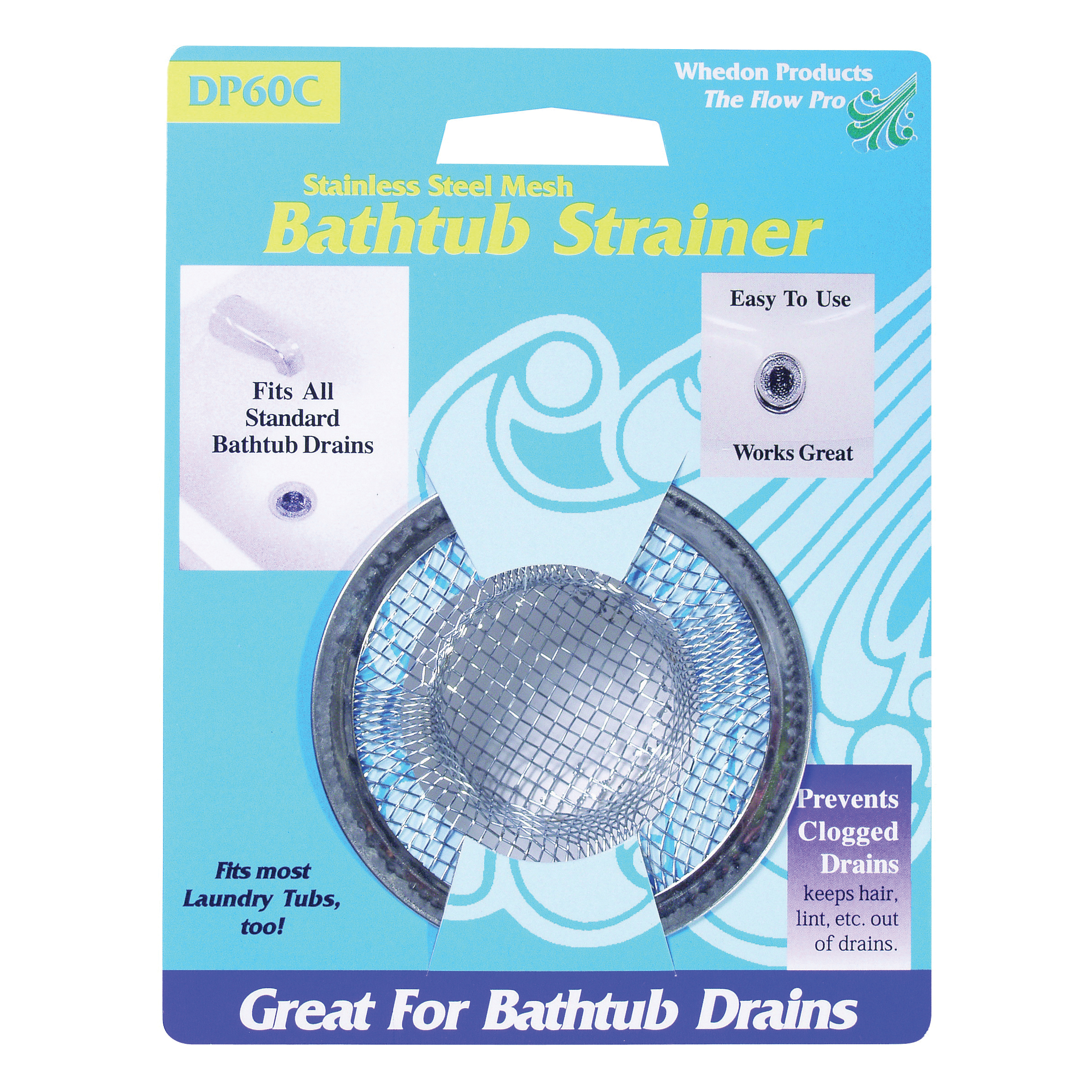DP60C Bathtub Strainer with Ring, Stainless Steel