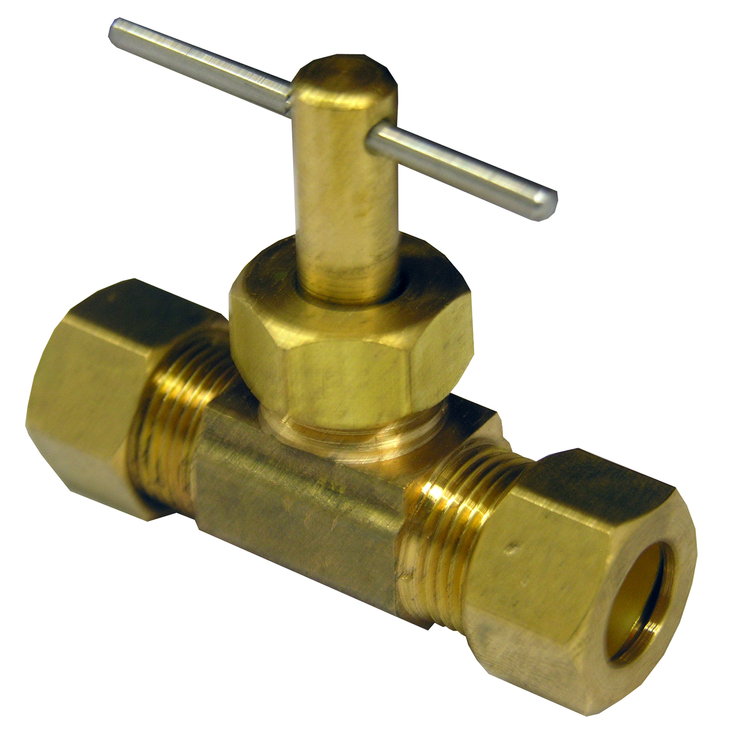 Lasco 17-1531 Straight Needle Valve, 3/8 in Connection, Compression, Brass Body