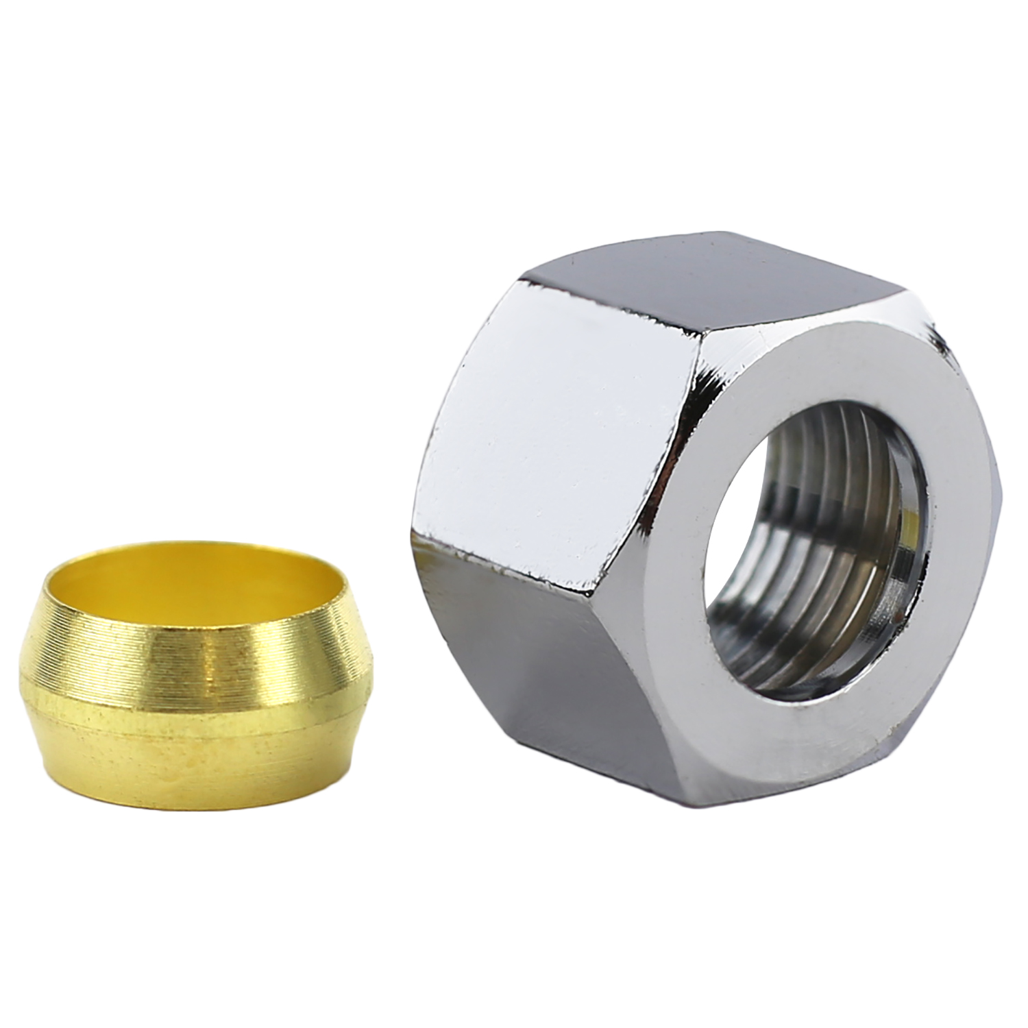 17-6135 Nut and Sleeve, 3/8 in, Compression, Brass, Chrome