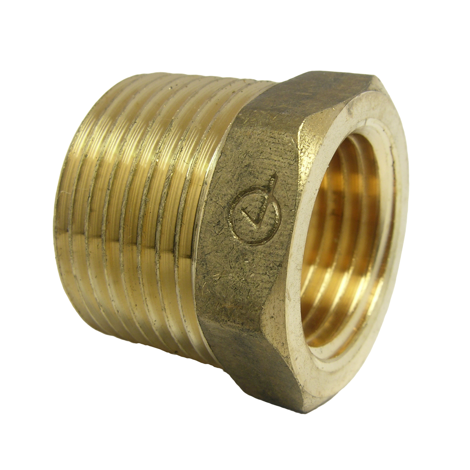 17-9259 Hex Pipe Bushing, 3/4 x 1/2 in, MPT x FPT, Brass, 125 psi Pressure