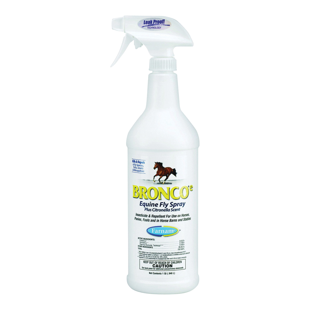 Bronco 100502328 Fly Spray, Liquid, Clear, Citronella, 32 oz Bottle