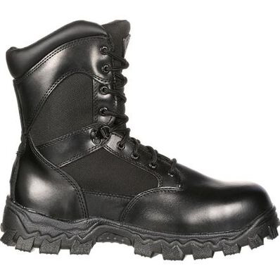 ROCKY ALPHA FORCE 2173-10M Public Service Work Boots, 10, M W, Black, Leather Upper, Lace, Side Zipper Closure - 2