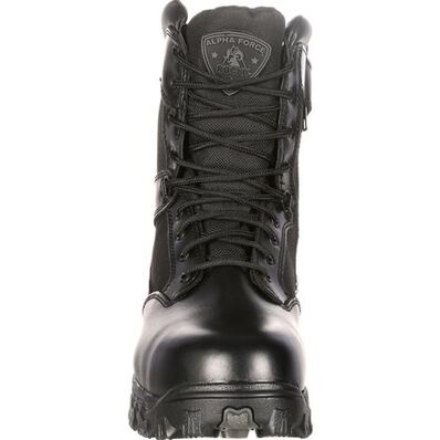 ROCKY ALPHA FORCE 2173-10M Public Service Work Boots, 10, M W, Black, Leather Upper, Lace, Side Zipper Closure - 4