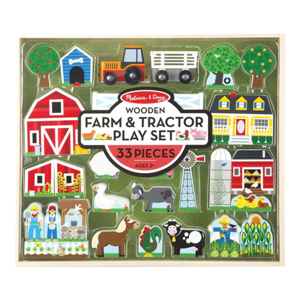 Melissa & Doug 4800 33-Piece Farm and Tractor Play Set, 3 years and Up, Wood