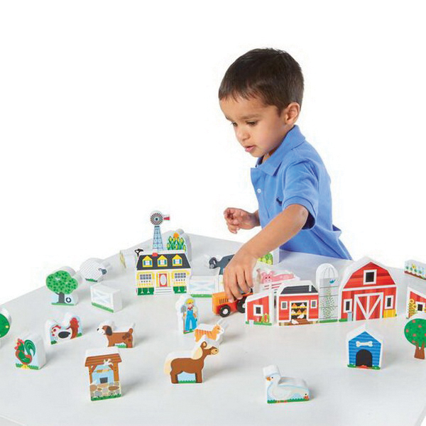 Melissa & Doug 4800 33-Piece Farm and Tractor Play Set, 3 years and Up, Wood