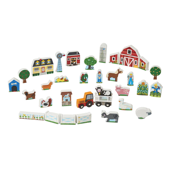 Melissa & Doug 4800 33-Piece Farm and Tractor Play Set, 3 years and Up, Wood