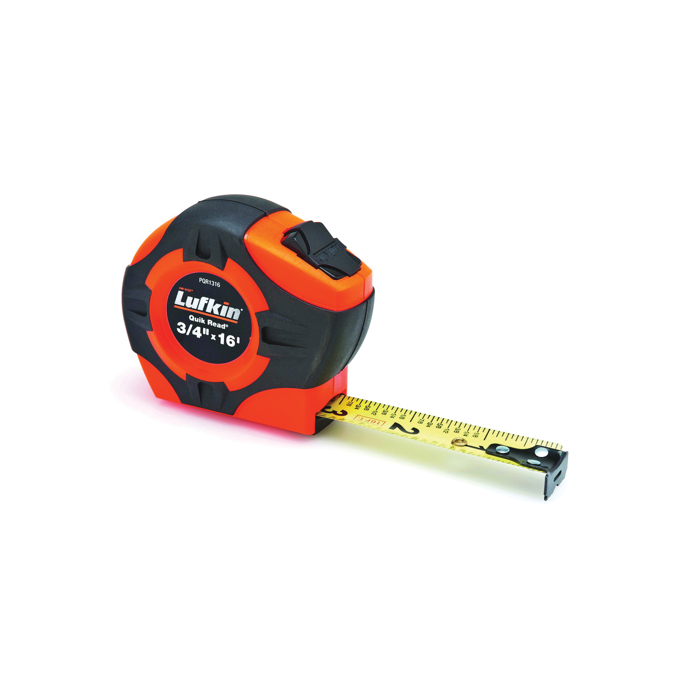 Quikread Series PQR1316N Tape Measure, 16 ft L Blade, 3/4 in W Blade, Steel Blade, ABS/Rubber Case