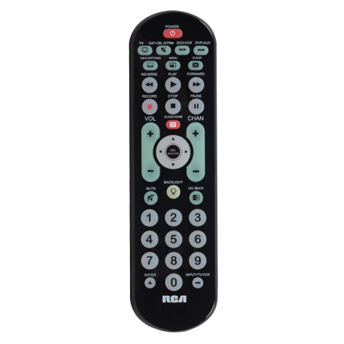 RCA RCRBB04GR Universal Remote, 4-Devices, Black, Streaming Player Codes Includes