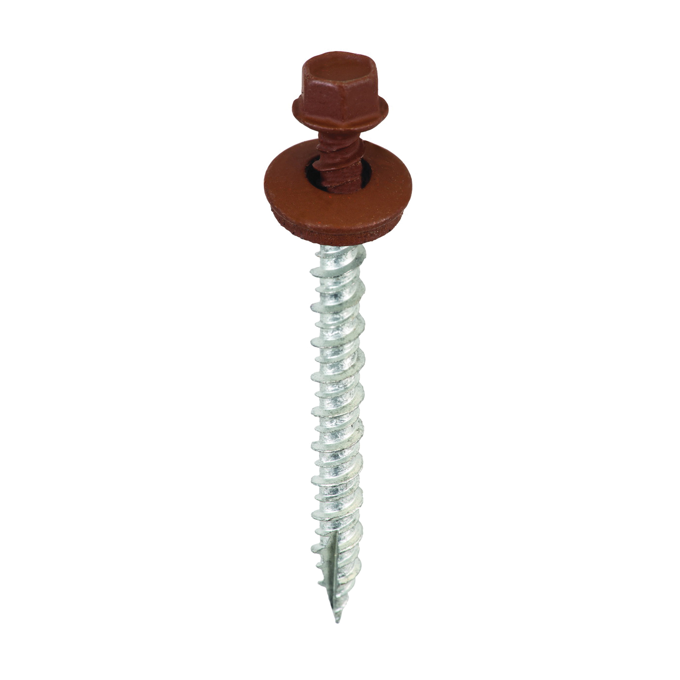 SW-MW2BN250 Screw, #9 Thread, High-Low, Twin Lead Thread, Hex Drive, Self-Tapping, Brown, 250/BAG