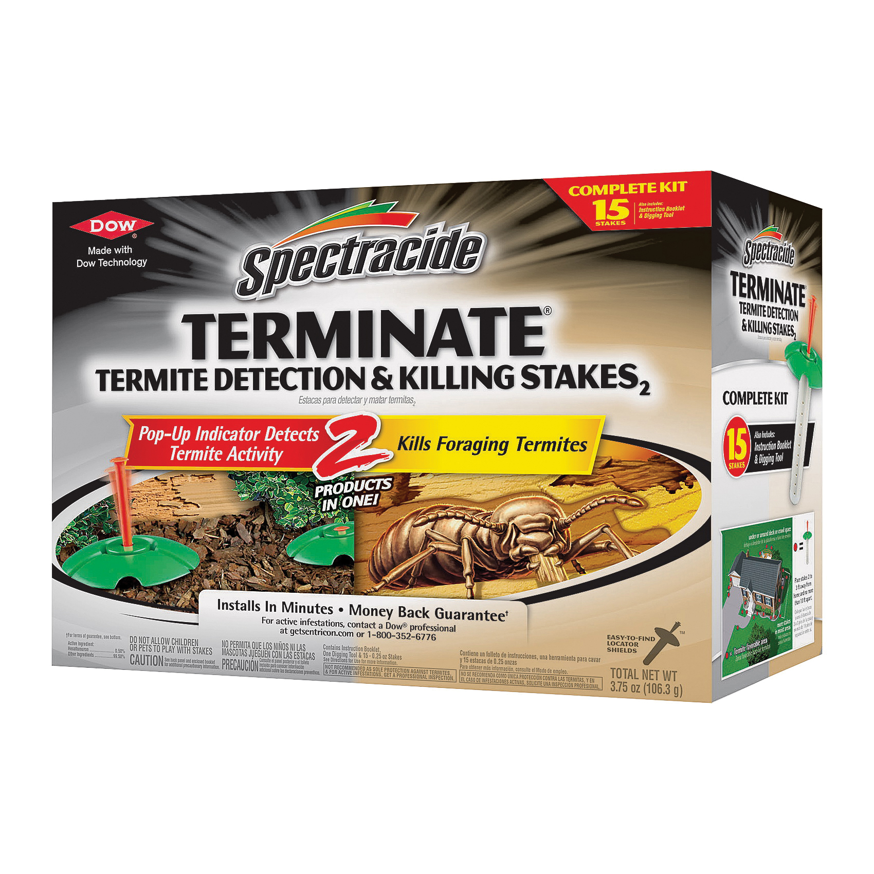 HG-96116 Termite Detection and Killing Stake, Solid, Odorless, Brown/Tan
