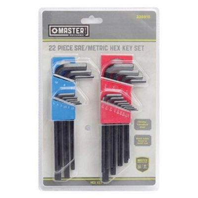 Master Mechanic GS050808 Hex-L Key Set, 22-Piece, Long Arm Type