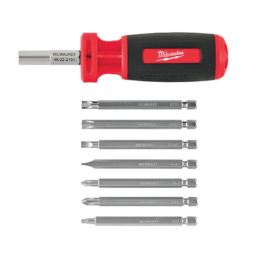 Milwaukee 48-22-2101 Multi-Bit Driver, ECX, Phillips, Slotted Drive, 6 in OAL, Polycarbonate Handle, Straight Handle